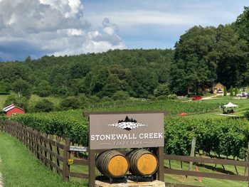 Stonewall Creek Winery Sign and vineyard