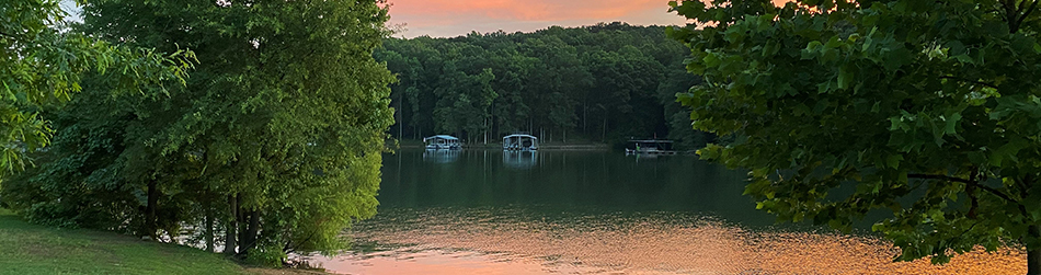 Real Estate Page Header - sunset, boat docks, lake view