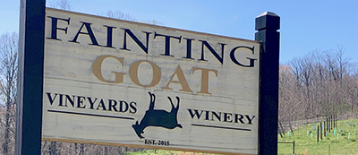 Fainting Goat Vineyards and Winery sign