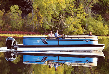 Viaggo Pontoon boat on lake - new line of pontoon boats for Gainesville Marina on Lake Lanier