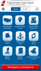 main menu screen of USCG App