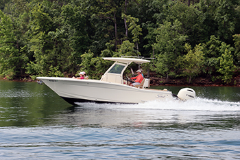 speed boat on the lake