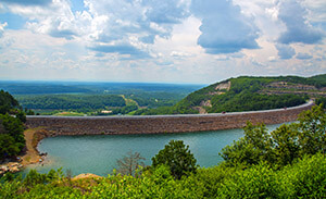 View showing the long dam at Carters Lake