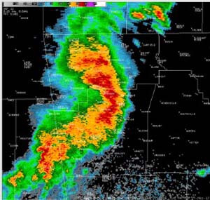 Weather graphic of severe storm that hit middle/south GA last month