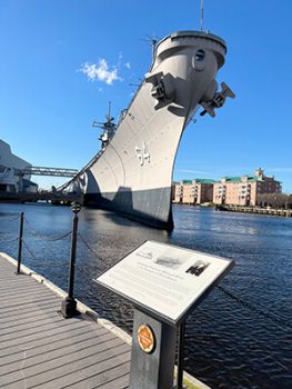 From the dock, a view of the USS Wisconsin