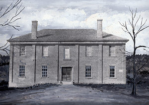 A drawing of the Old Academy and Masonic Lodge in Buford, GA.