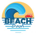 2024 Beach Bash logo - shows a blue wave with orange sky and red VW and words Beach Bash.